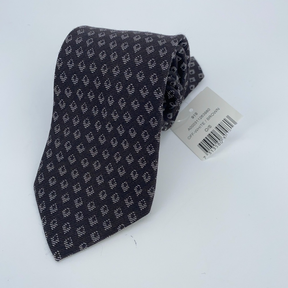 Eton Tie‎ Mens One Size Brown Patterned Silk Classic Luxury Necktie Italy Made